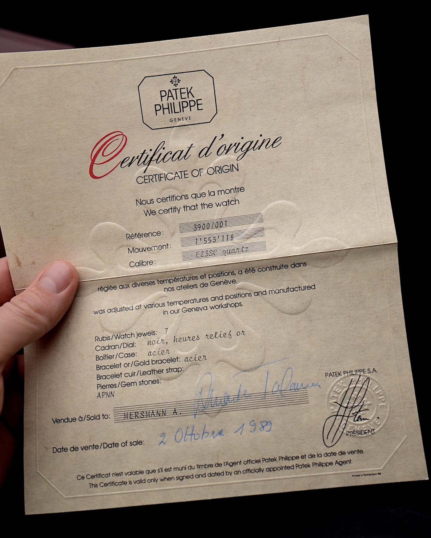 Patek Philippe 3900 Nautilus 1989